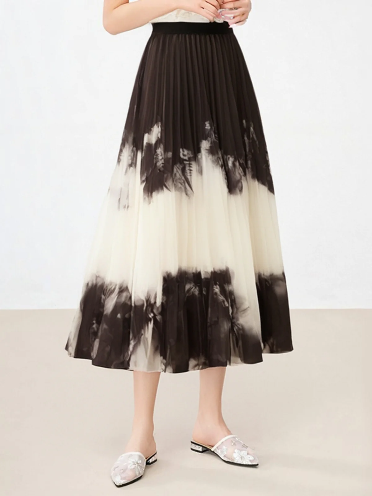 Vintage Tie Dye Pleated Skirt - Takermore