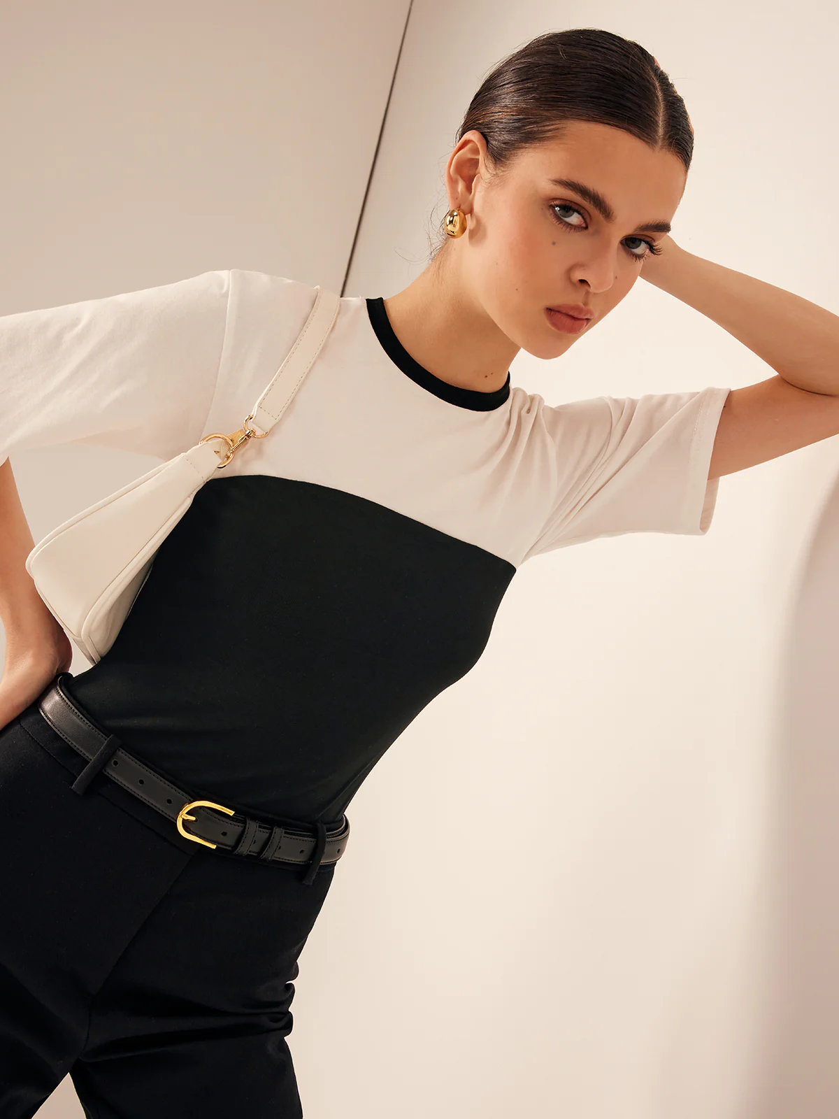 Two Tone Stretch Jersey T-Shirt - Takermore