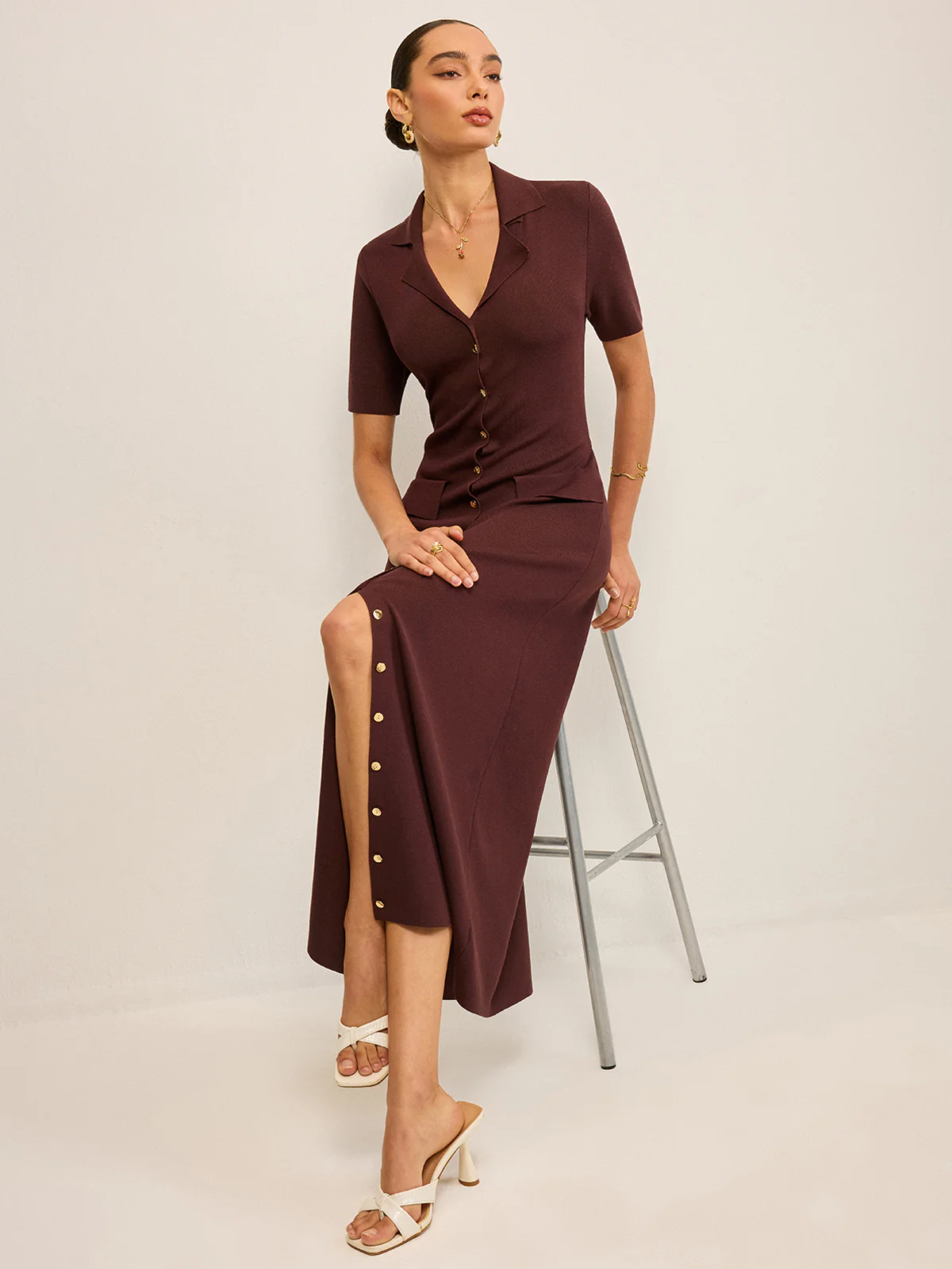 Pocketed Button-Front Maxi Dress - Takermore