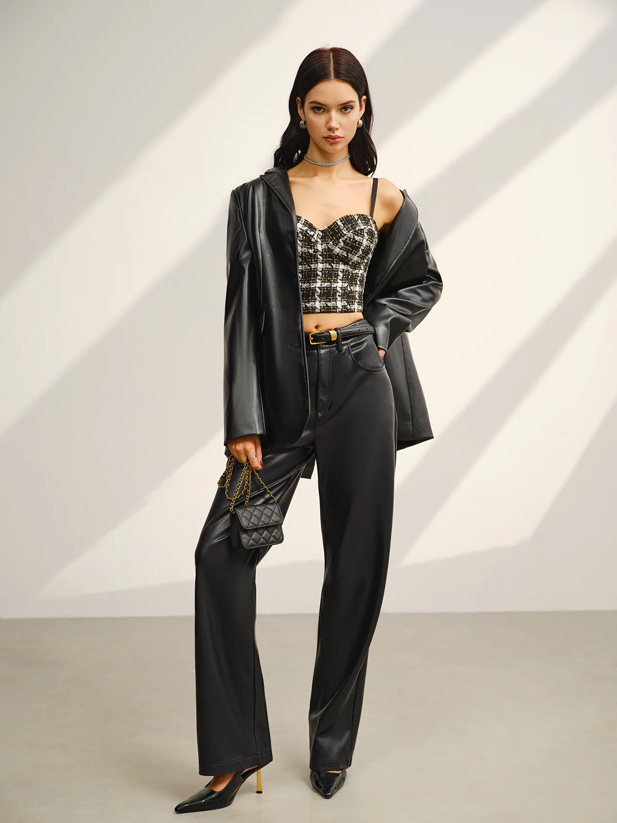 Sweetheart Checked Crop Cami Top - Takermore