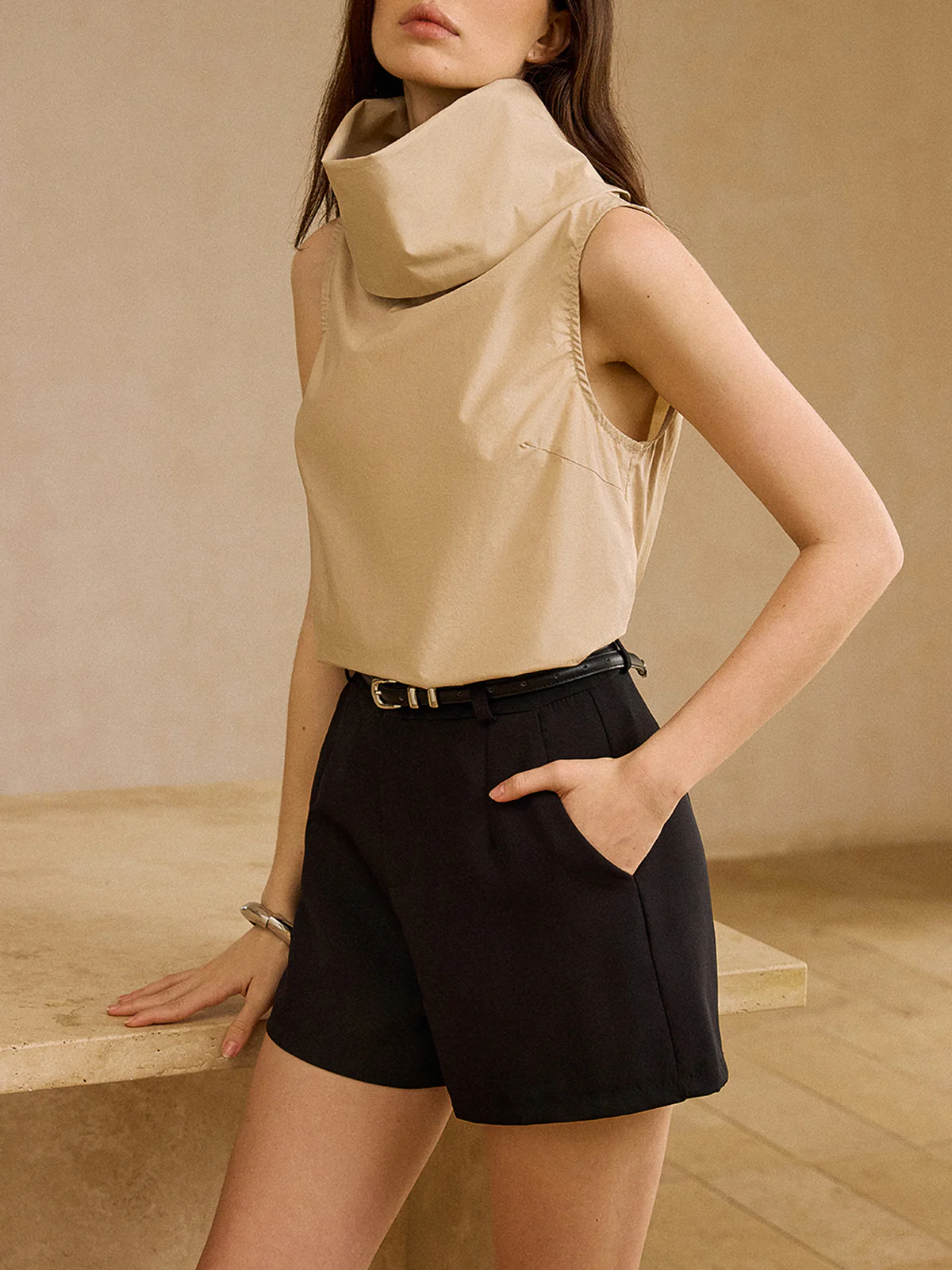 Sleeveless High-Neck Cotton Top - Takermore