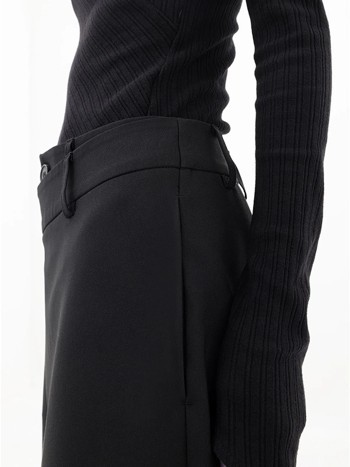 Asymmetrical Layer Button Wide Leg Dress Pants - Takermore