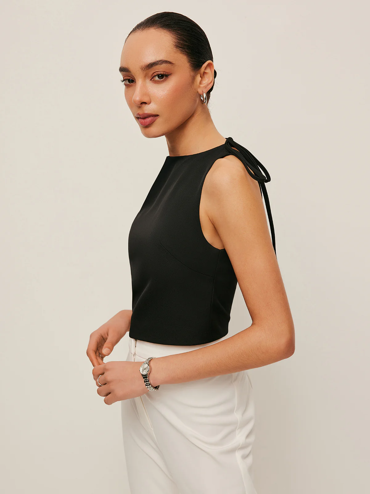 Asymmetrical Open-Back Tie Top - Takermore