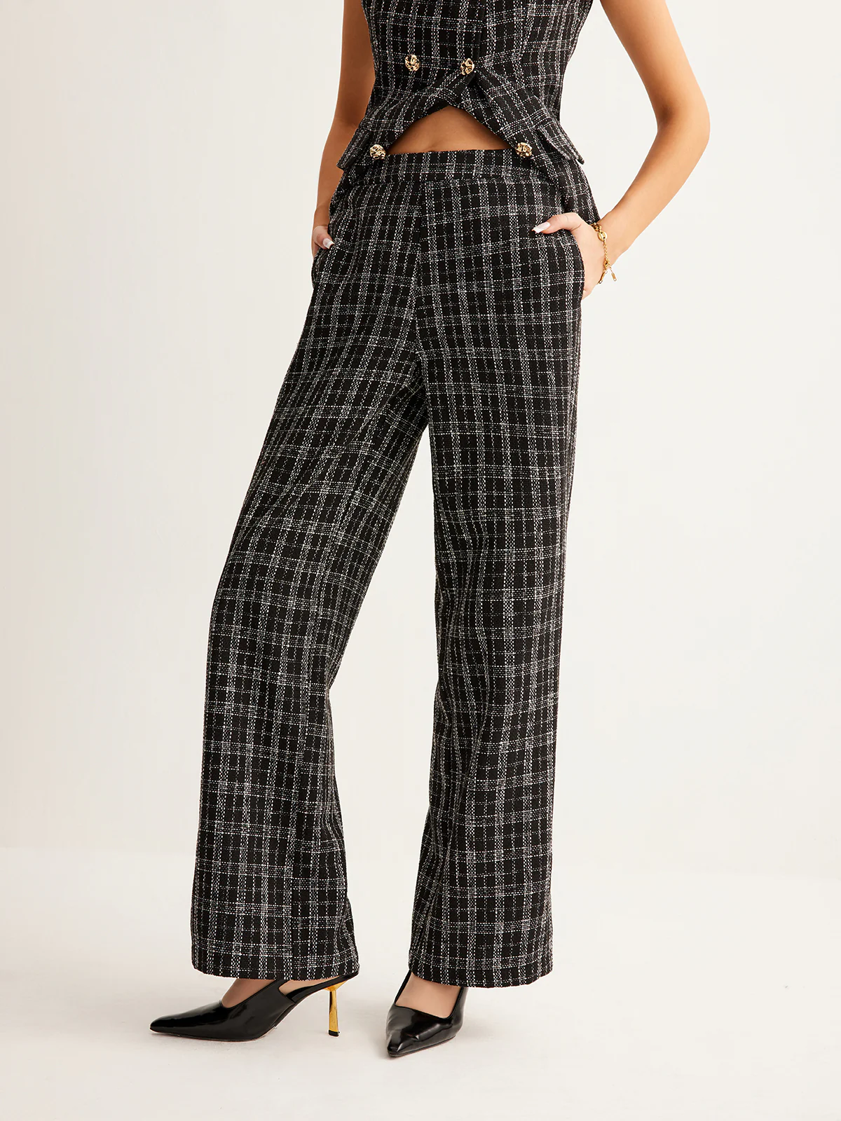 Casual Checked Tweed Pants - Takermore