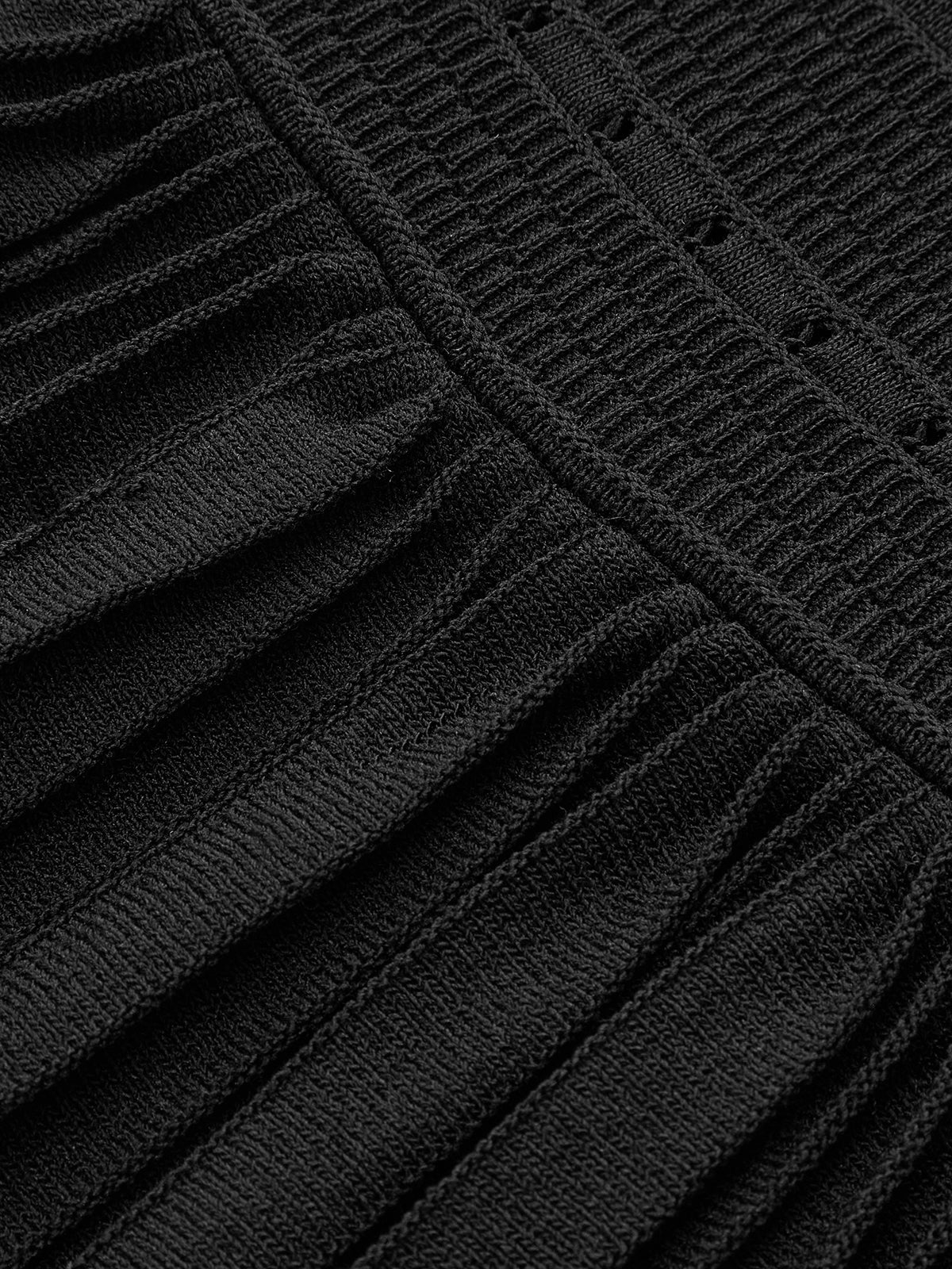 Multi-Knit Pleated Woolen Dress - Takermore