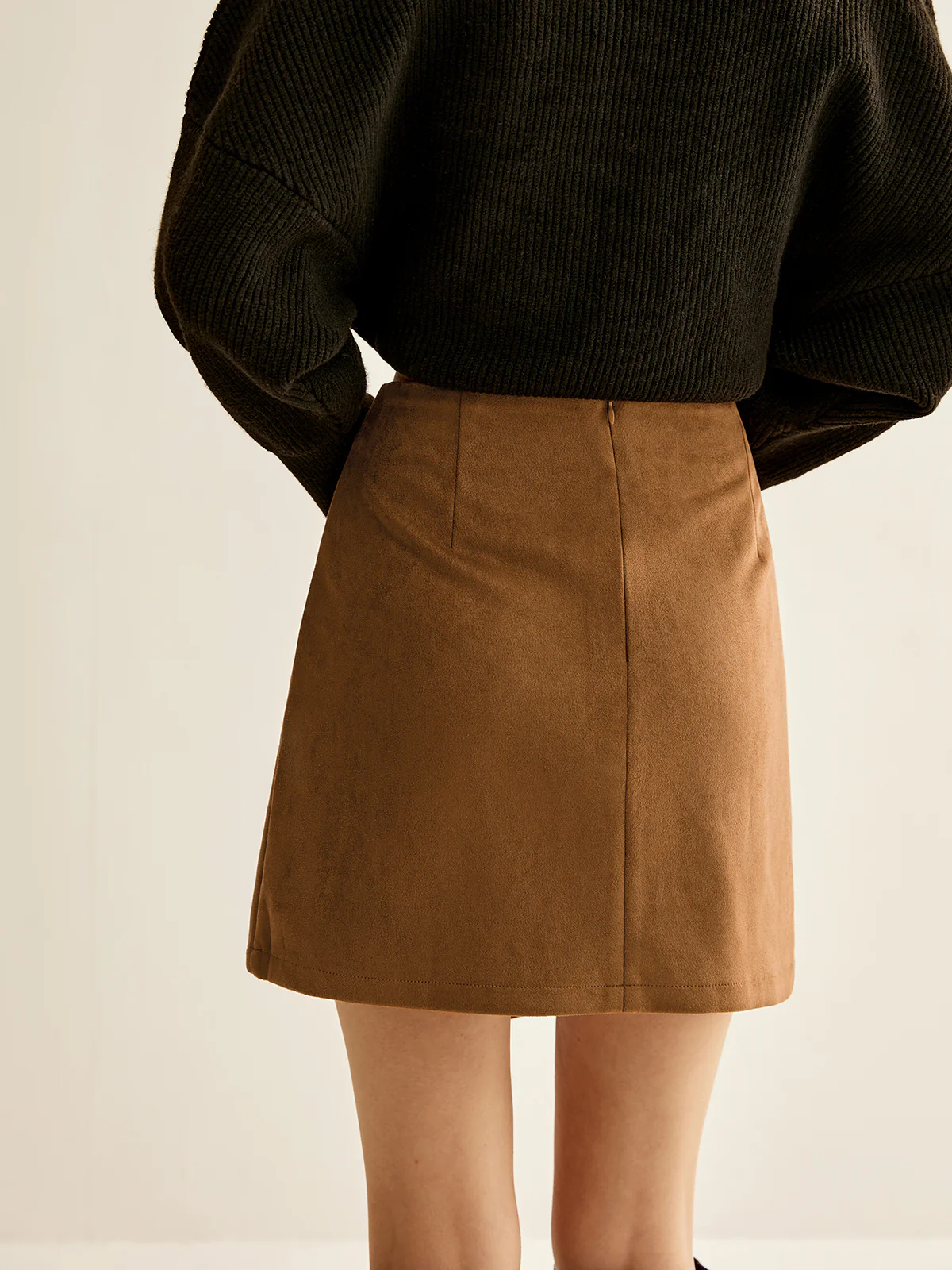 Suede Zipper Wrap Skirt - Takermore