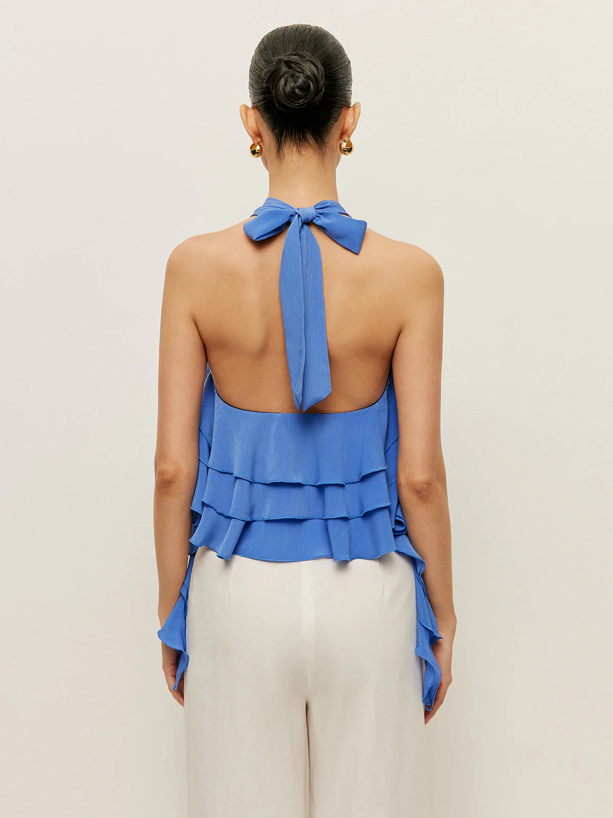 Halter Neck Ruffled Top - Takermore