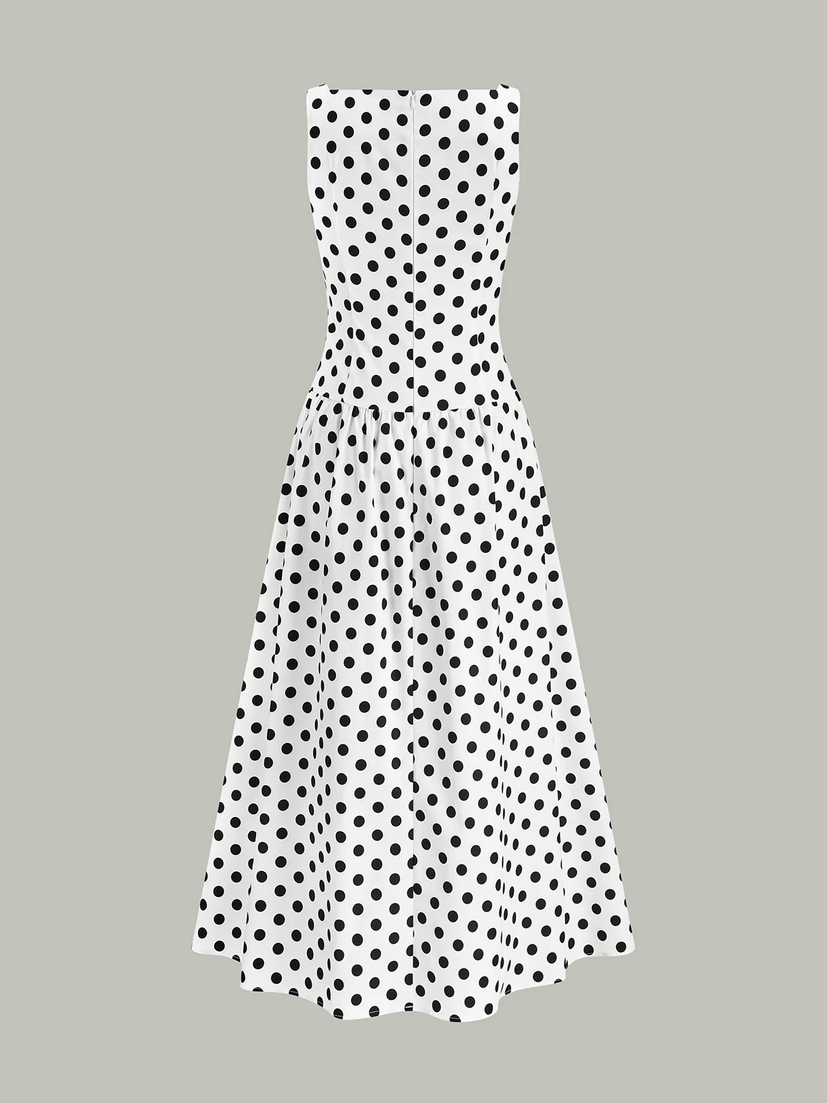 Polka Dot Sleeveless Midi Dress - Takermore