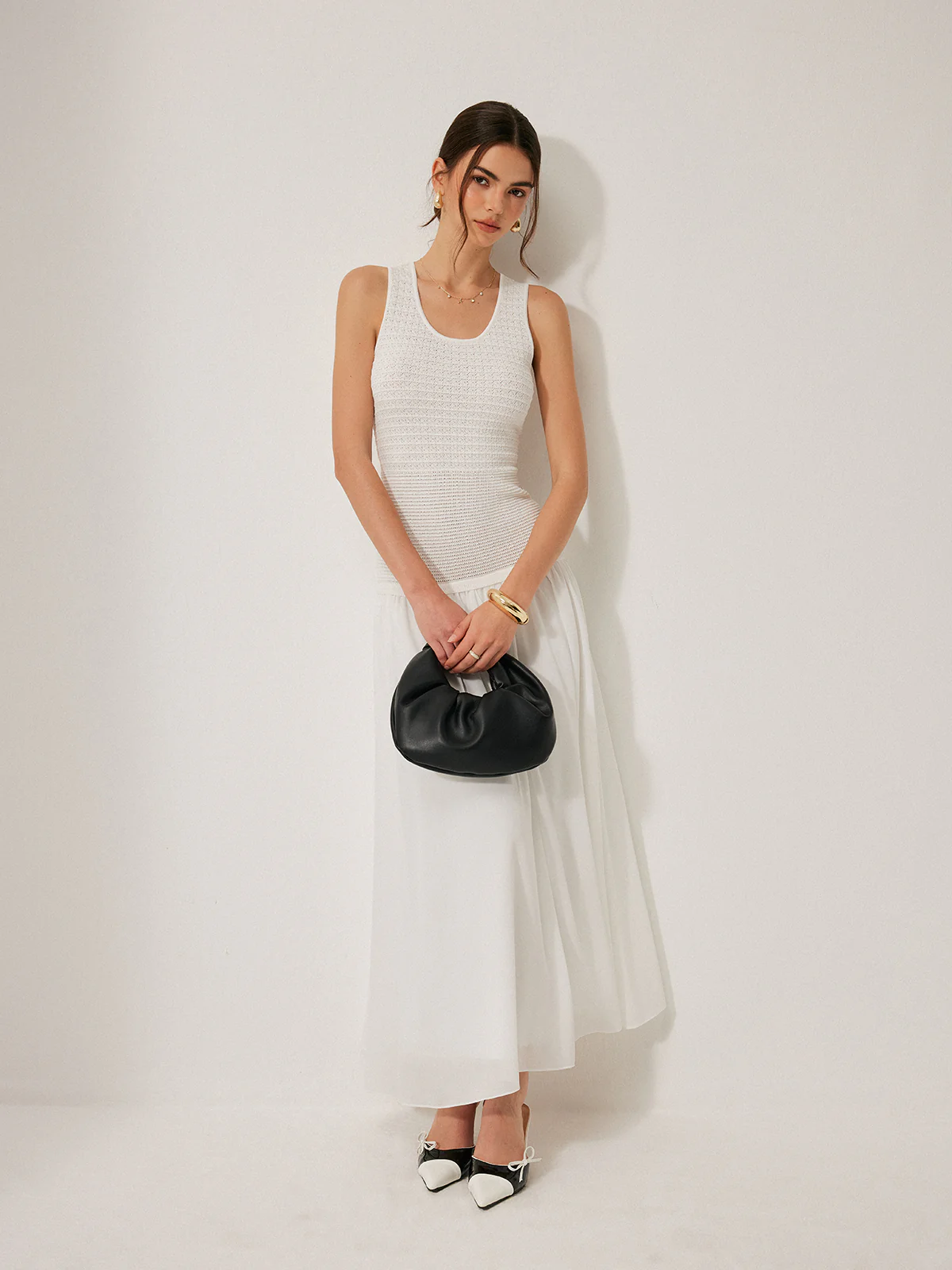 Semi-Sheer Knit Sleeveless Dress - Takermore