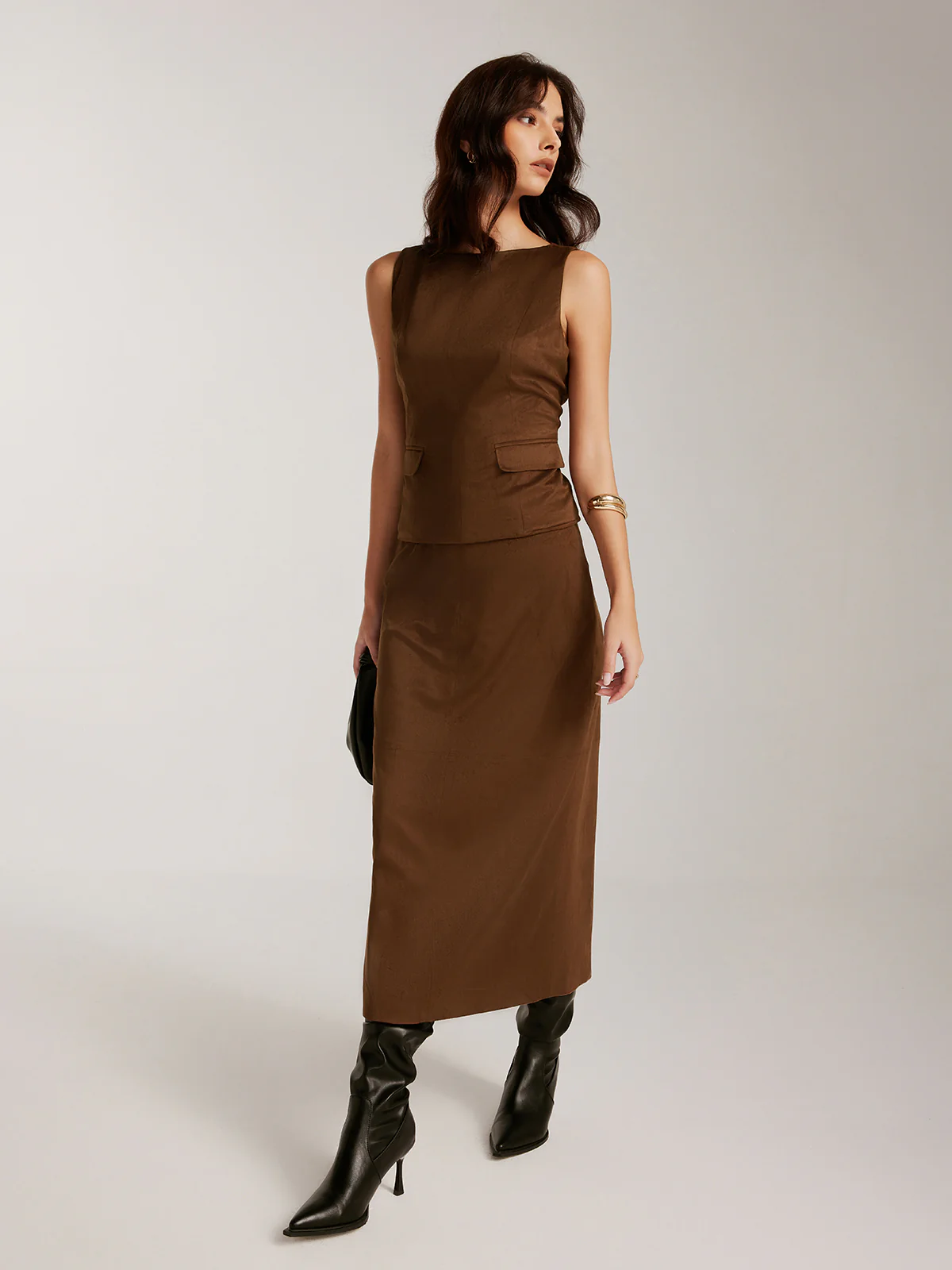 Back-Zipper Suede Tank Top - Takermore