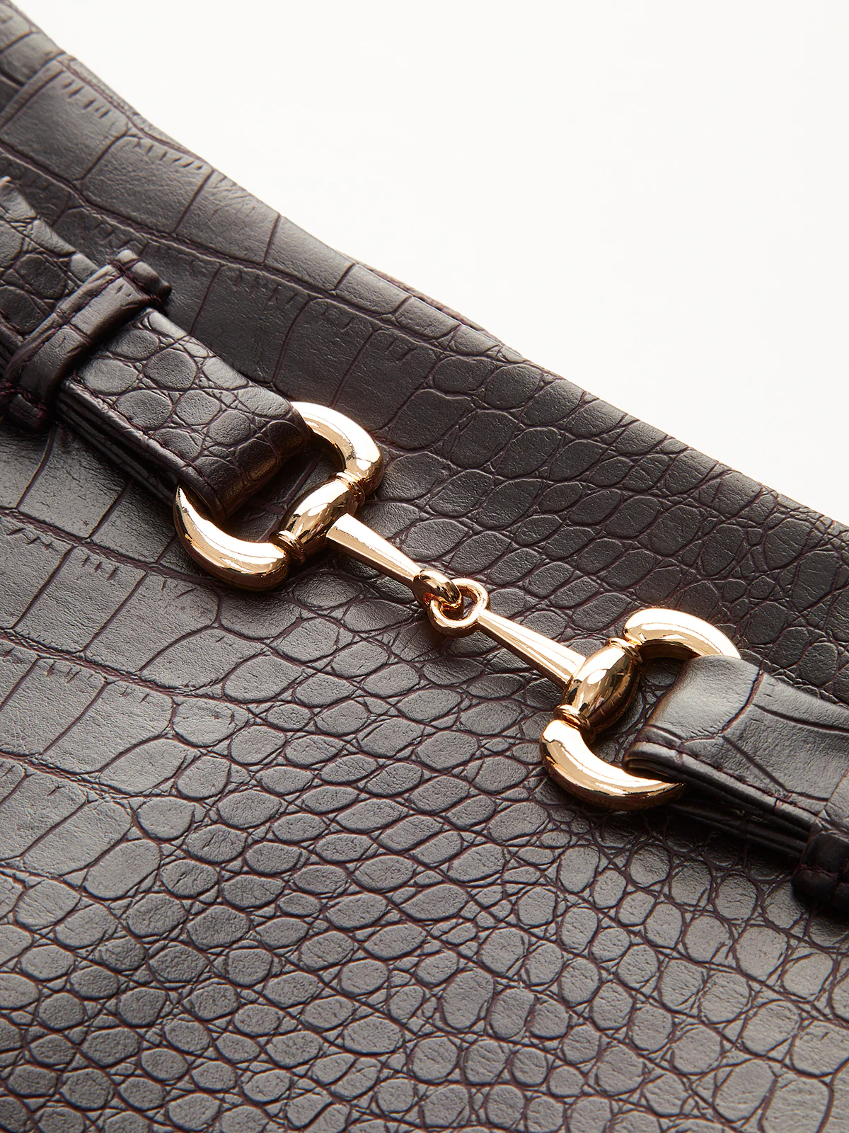 Crocodile Embossed Faux Leather Skirt - Takermore