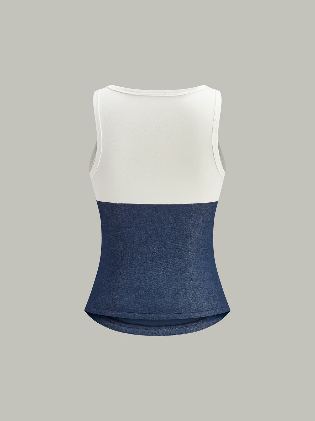 Cotton-Paneled Faux Denim Tank Top - Takermore