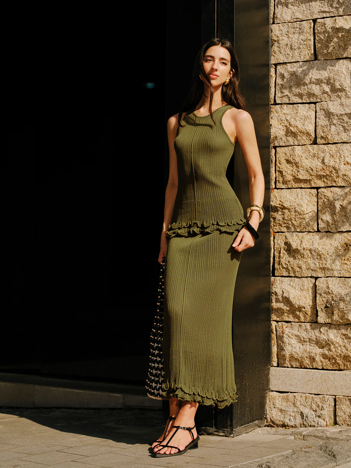 Lettuce Trim Sleeveless Knit Skirt Set - Takermore
