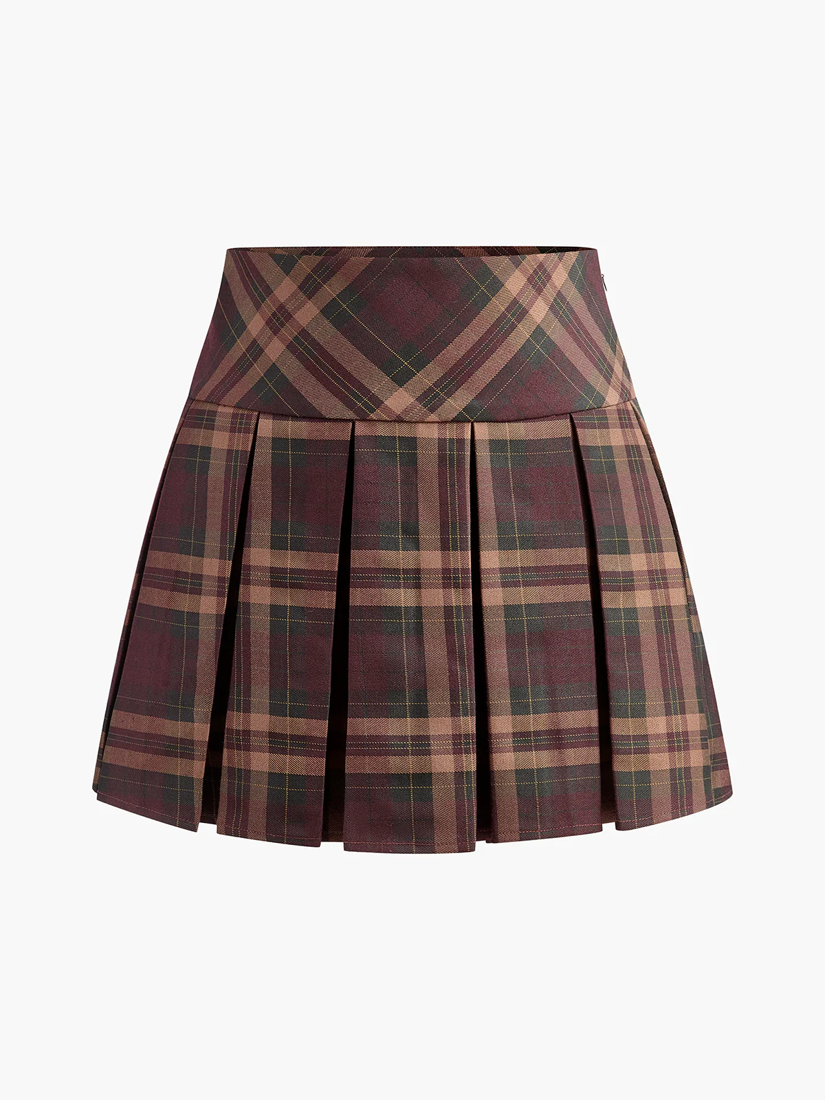 Checked Pleated Mini Skirt - Takermore