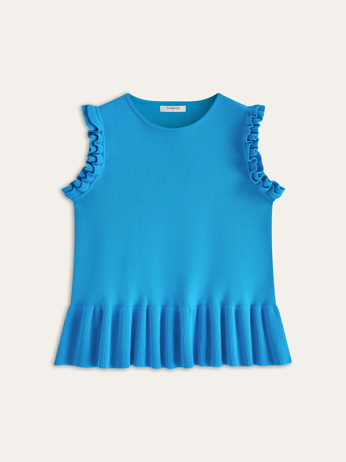 Ruffled Sleeve Peplum Hem Knit Top - Takermore