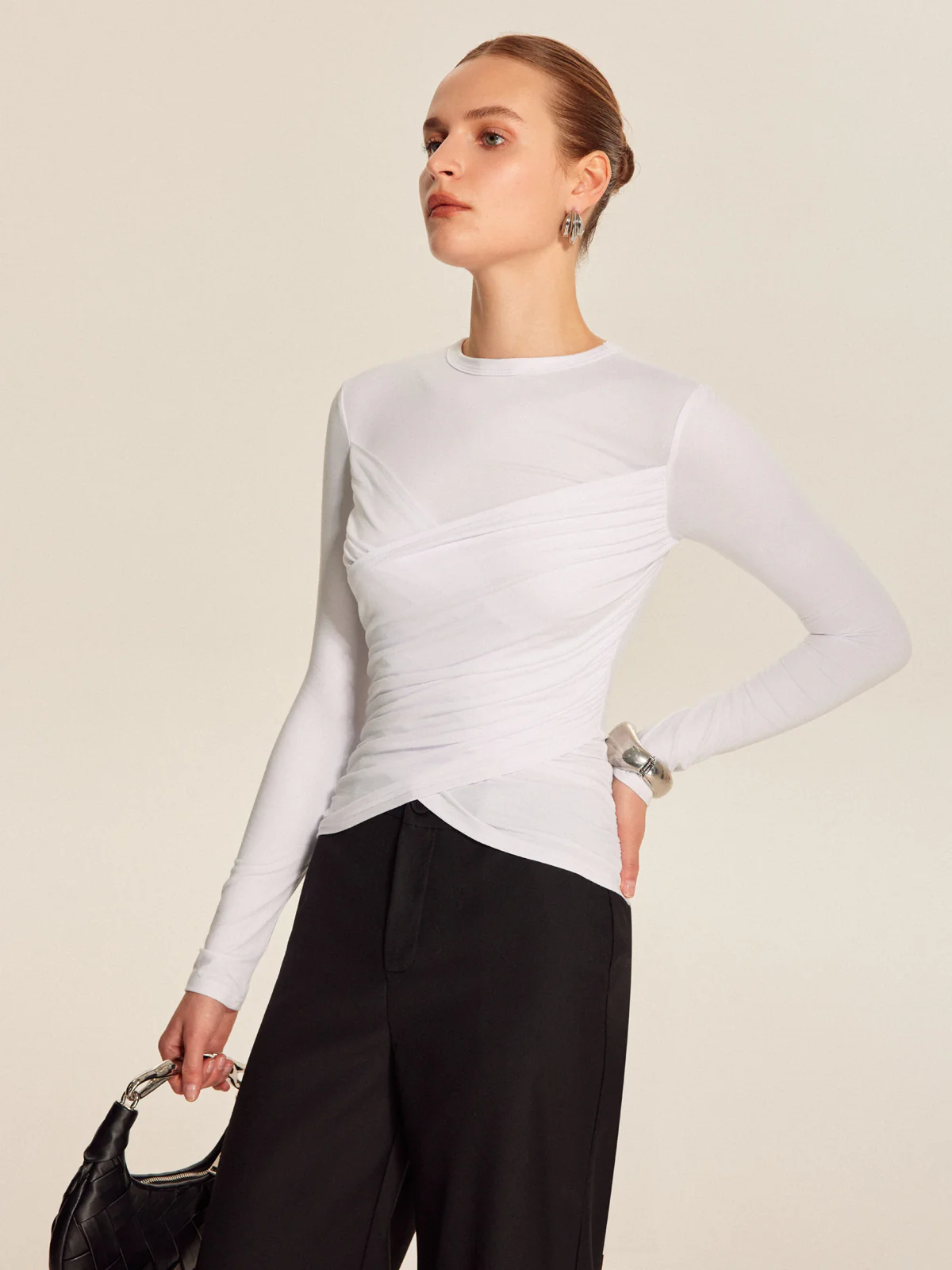 Twist-Front Long Sleeve Top - Takermore