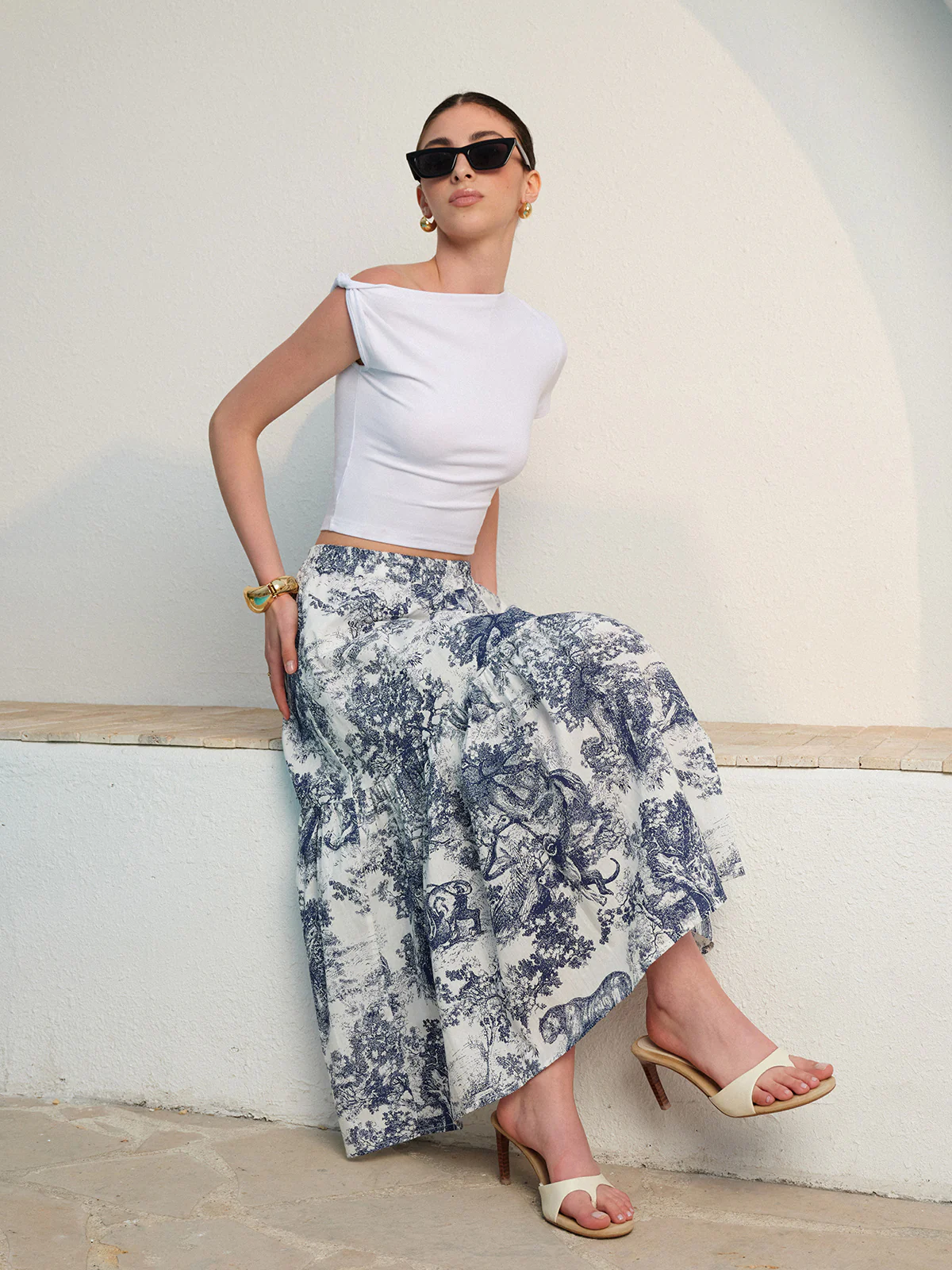 Floral Print Ruffled Skirt - Takermore