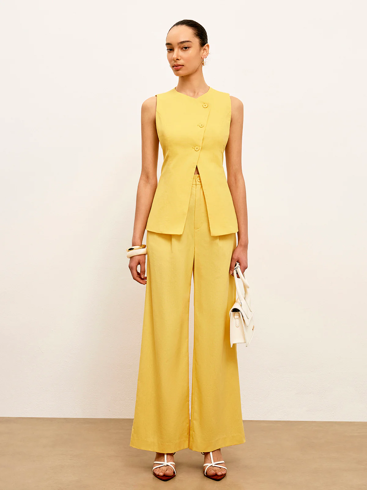 Linen & Cotton Mid-Waist Dress Pants - Takermore