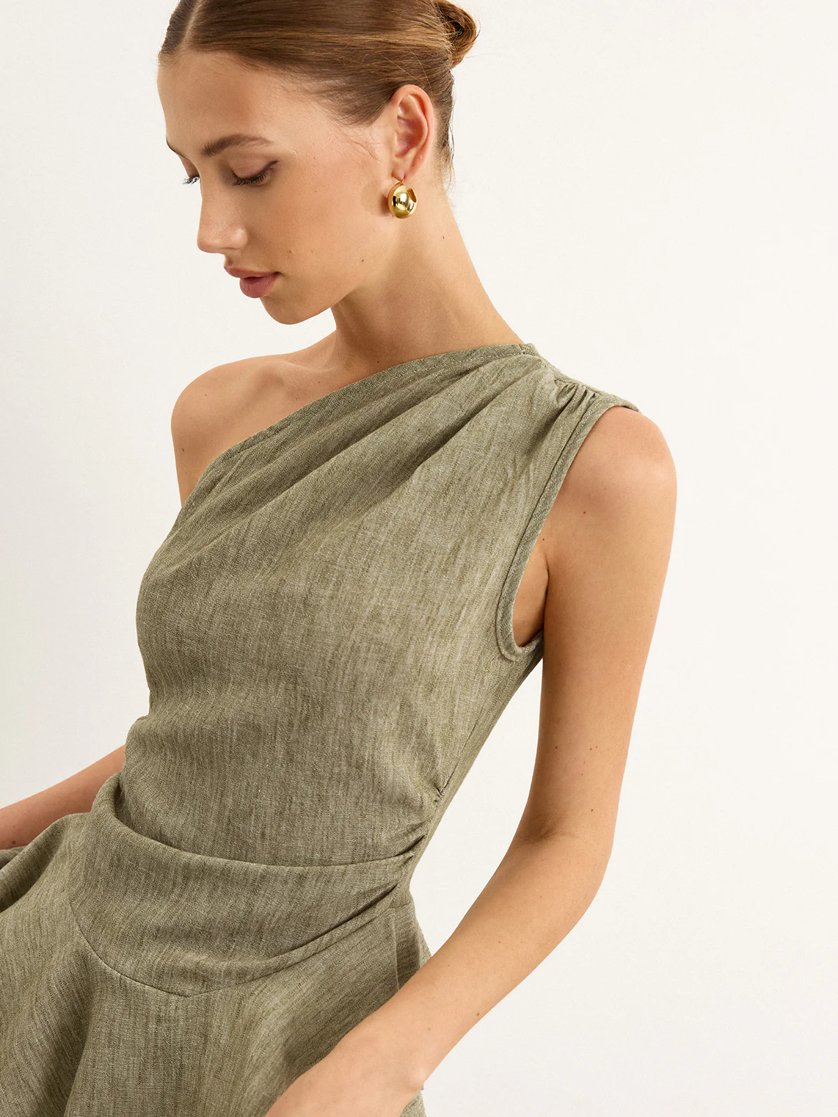 Asymmetrical One-Shoulder Top with Ruffle Hem - Takermore