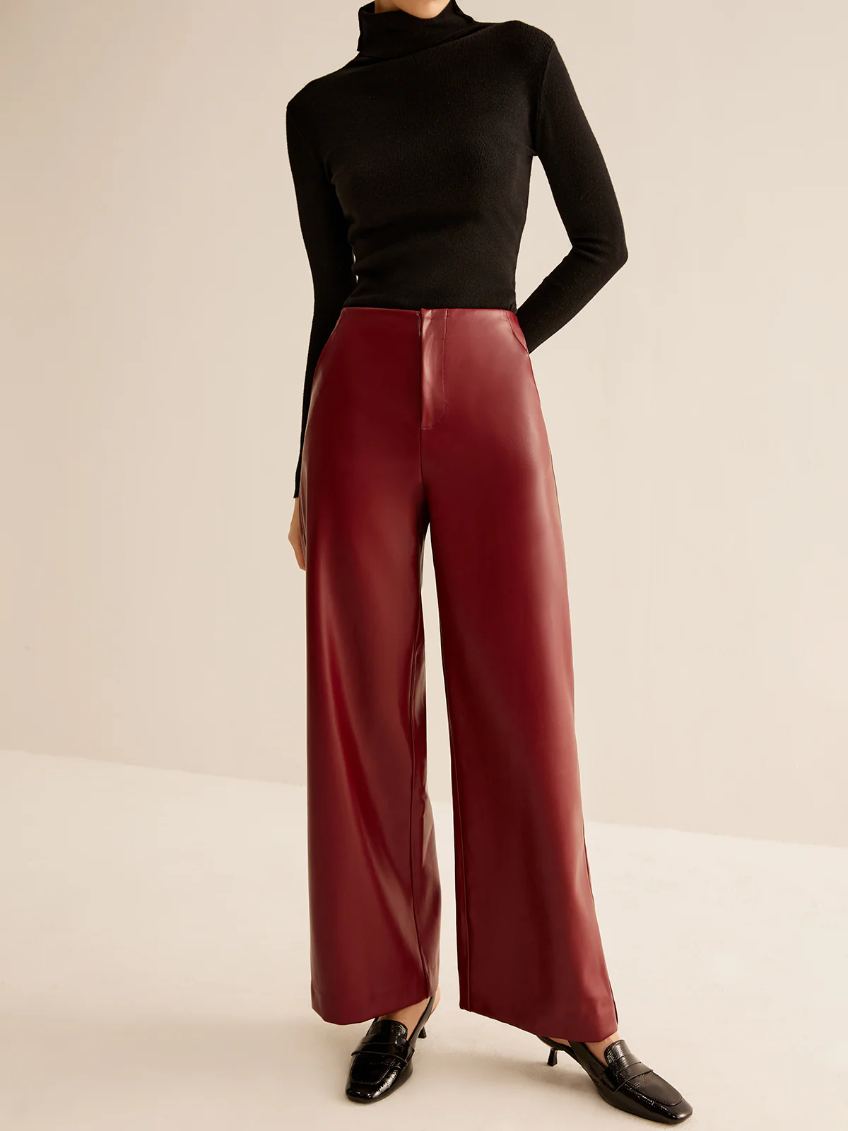 Retro Regular PU Leather Pants - Takermore