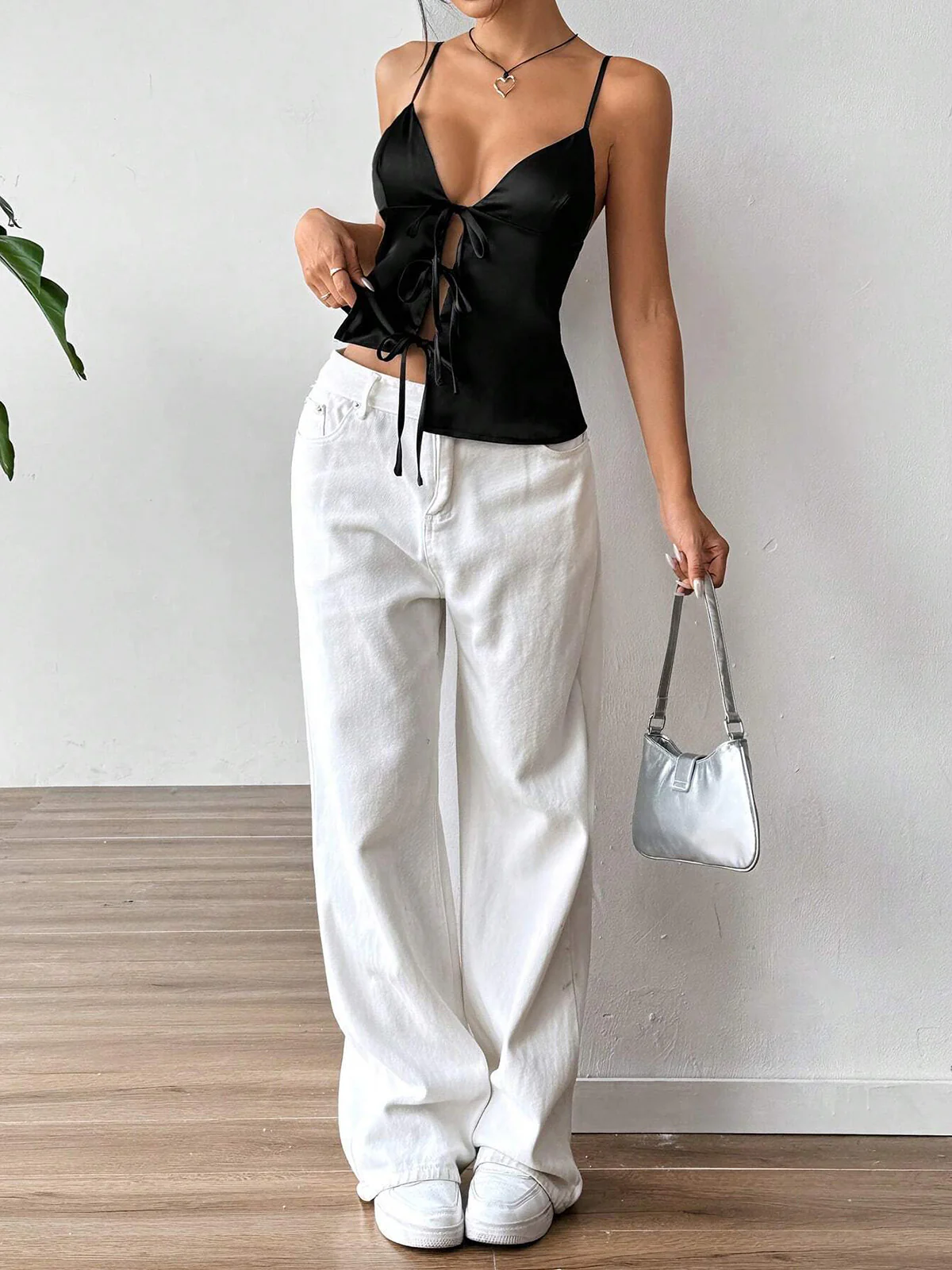 Tie Front Satin Cami Top - Takermore