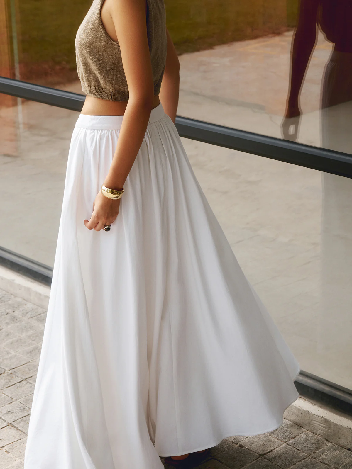 Linen Pleated Maxi Skirt - Takermore