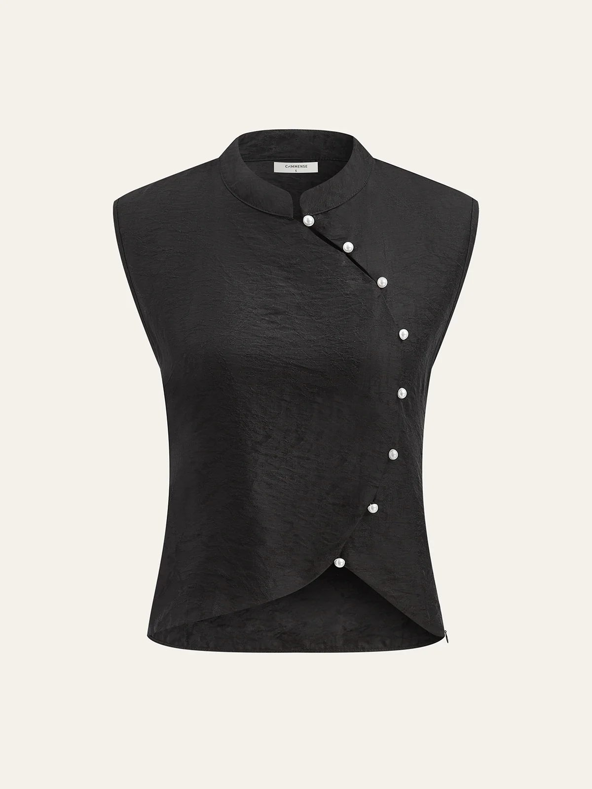 Asymmetrical Pearl Button Vest - Takermore