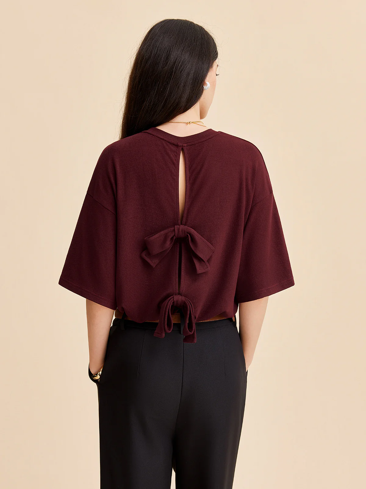 Split Back Tie Knot Top - Takermore