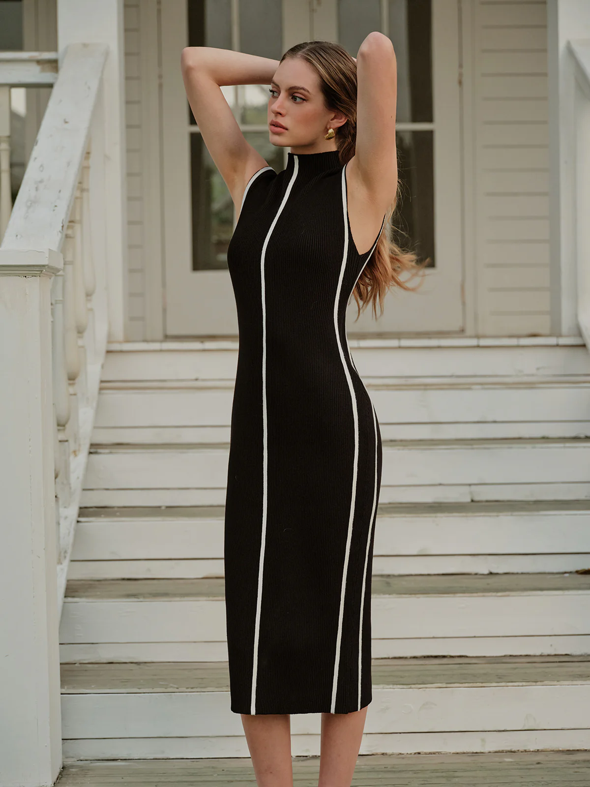 Sleeveless Color Block Sweater Dress - Takermore