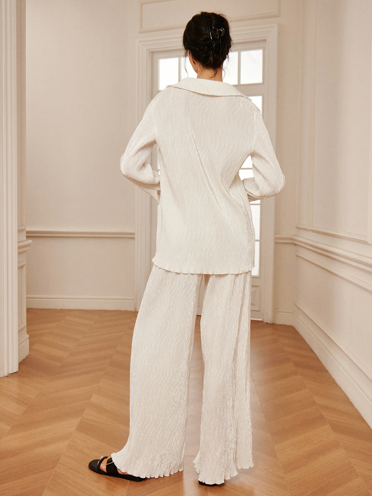 Minimalist  Plisse Wide Leg Pants - Takermore