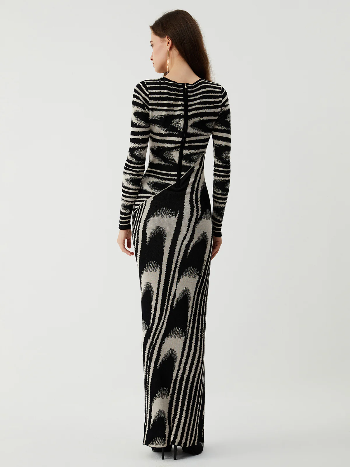 Zebra Print Long Sleeve Sweater Dress - Takermore