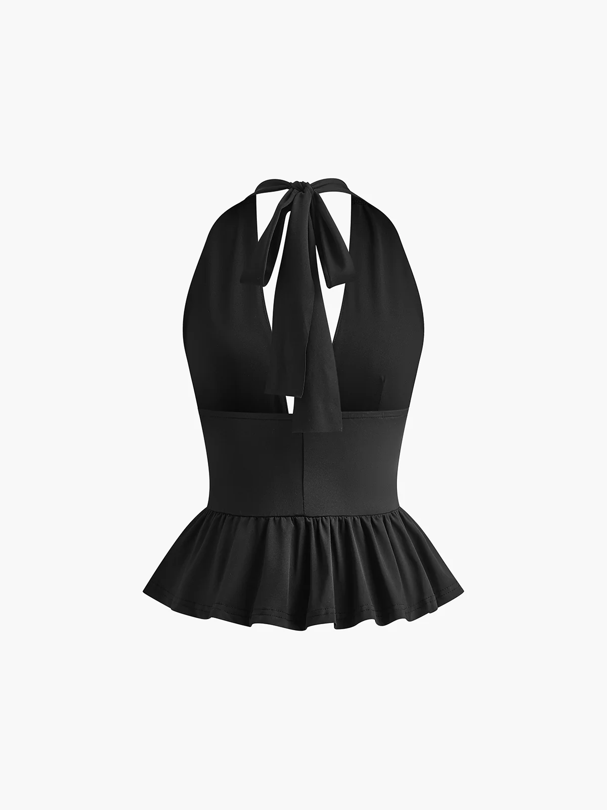 Studded Detail Ruffle Halter Top - Takermore