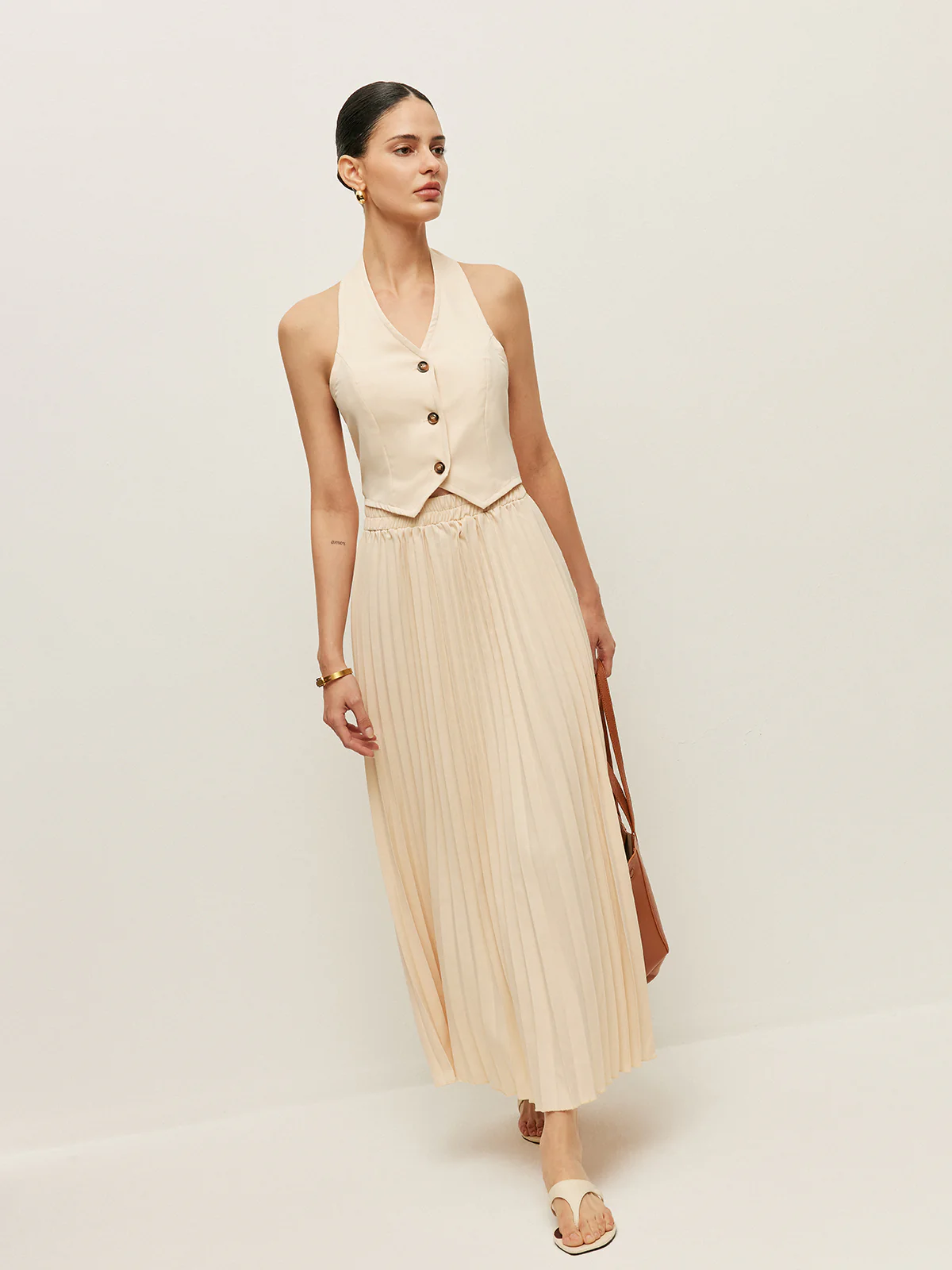 Vest With Pleated Skirt Set - Takermore