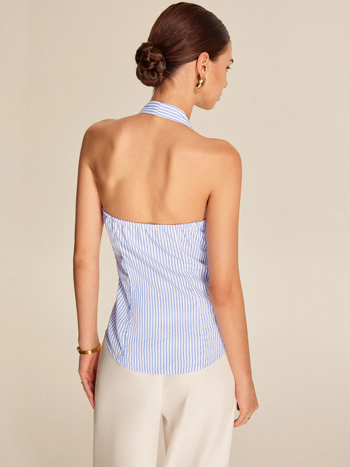 Striped Halter Tie Top - Takermore