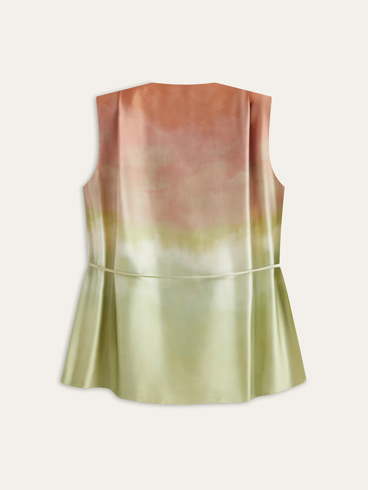 Sleeveless V-Neck Gradient Top With Tie-Waist Detail - Takermore