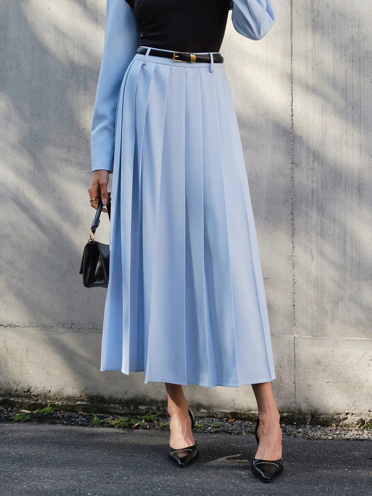 Minimalist Pleated Skirt Without Belt - Takermore