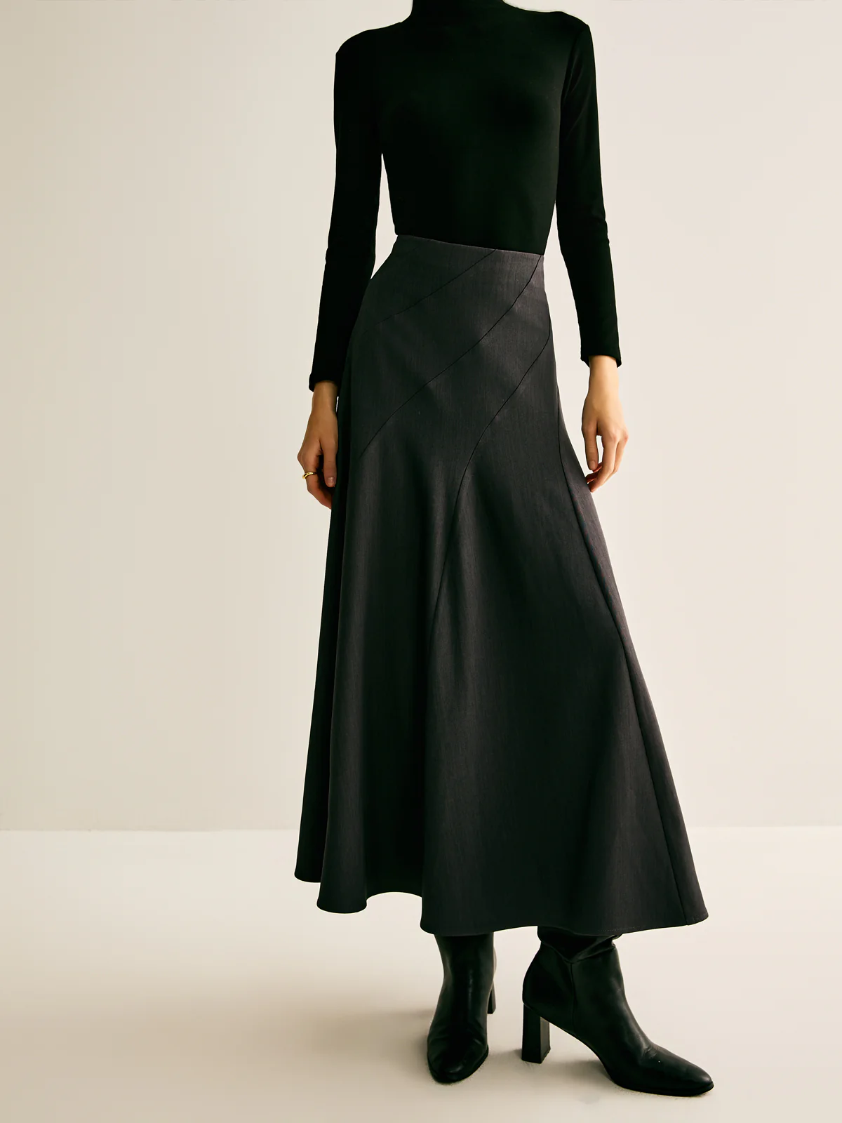 Piping Pleated Zipper Skirt - Takermore