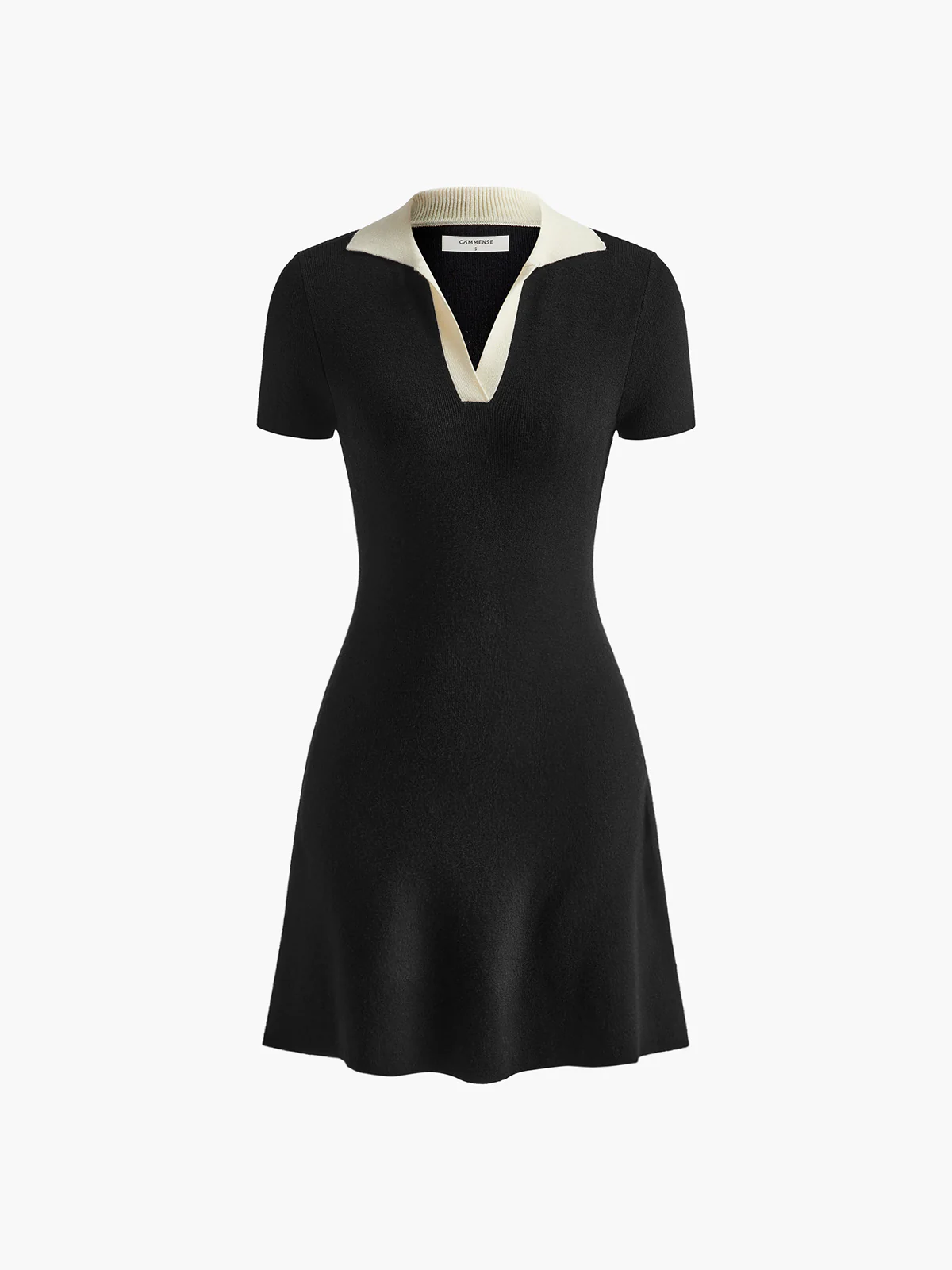 Contrast Collar Flowy Sweater Short Dress - Takermore