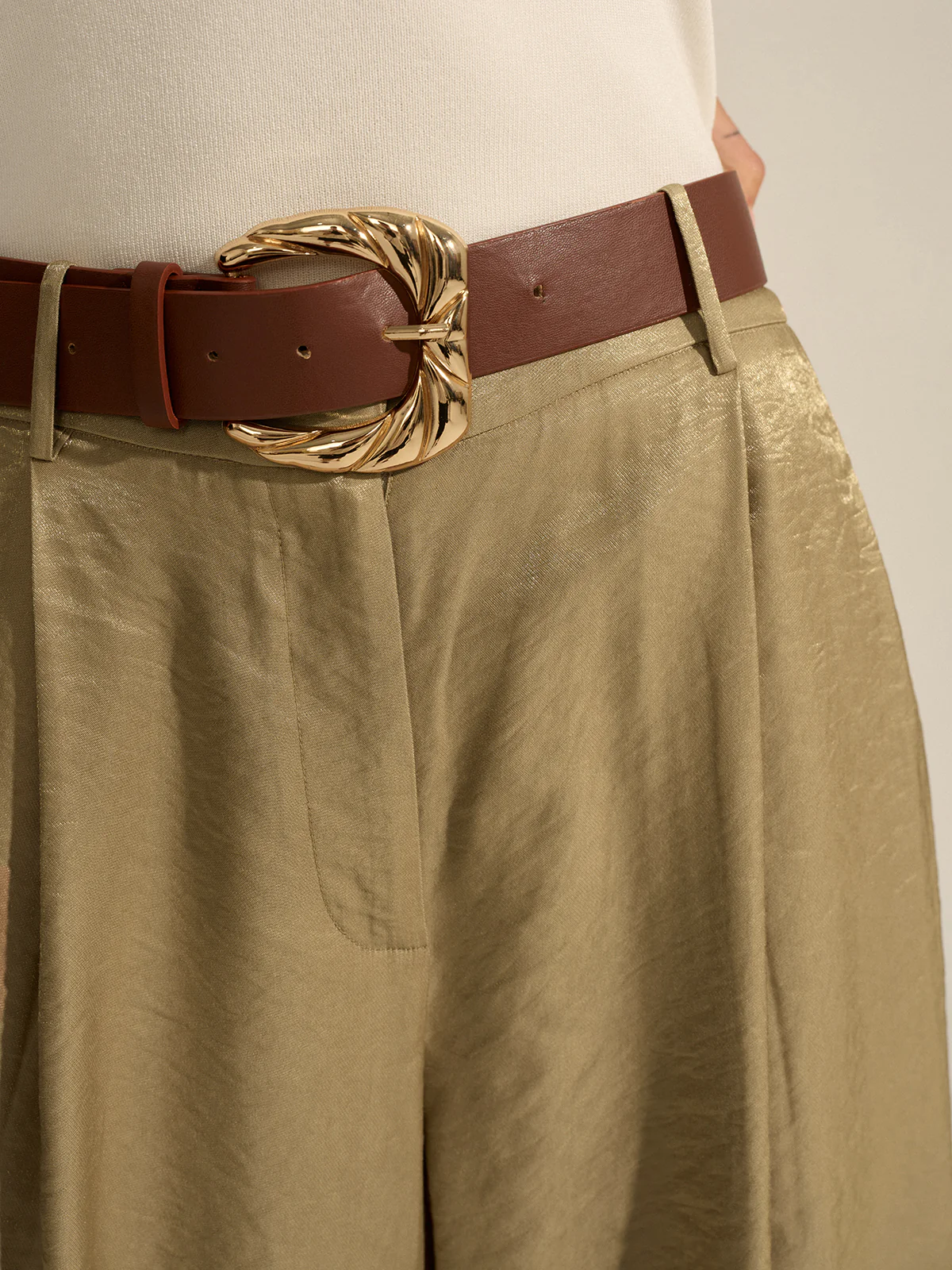 Belted Wide-Leg Pants - Takermore