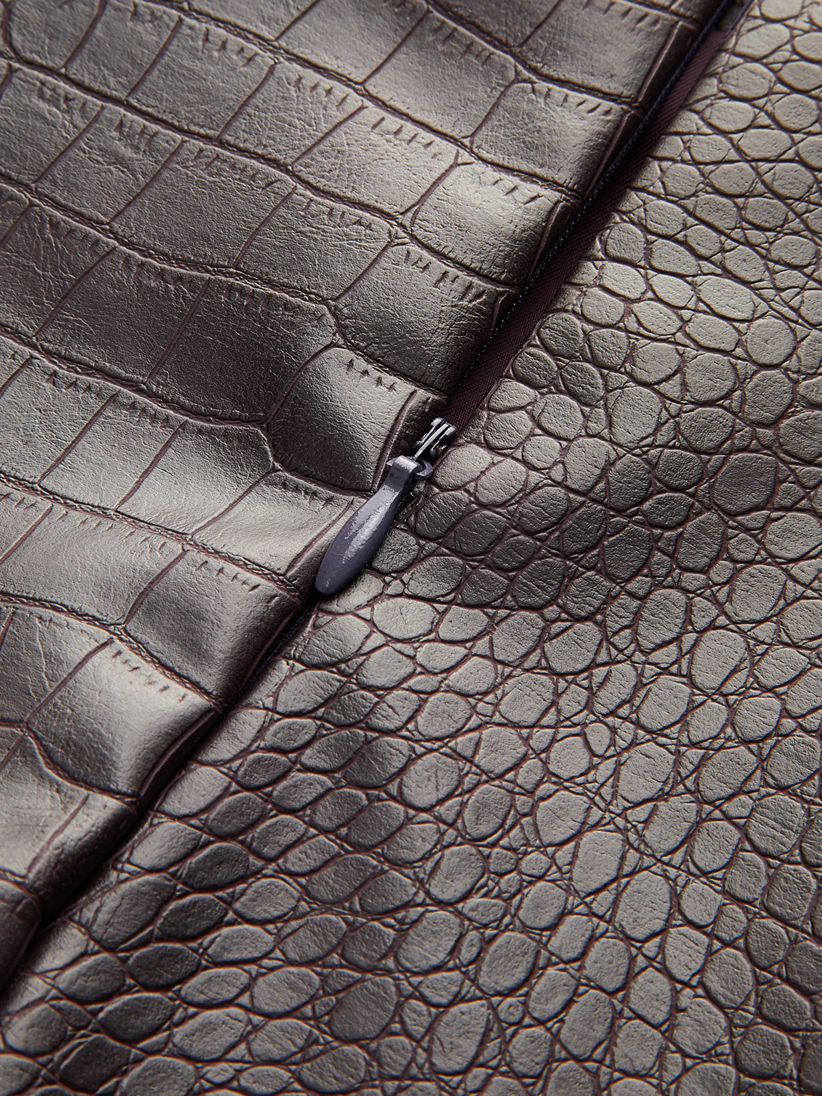 Crocodile Embossed Faux Leather Skirt - Takermore