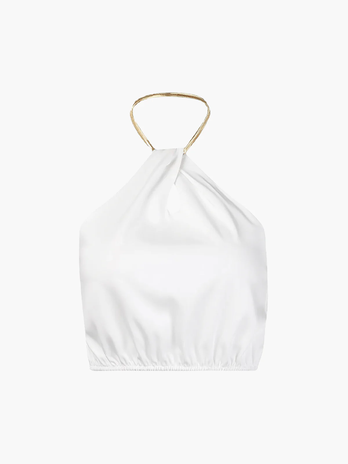 Semi-Sheer Halter Crop Sleeveless Top - Takermore