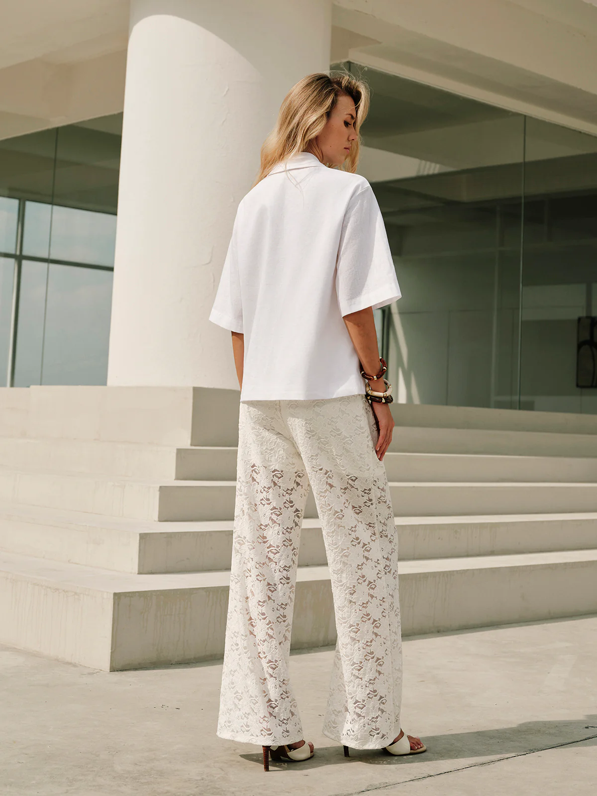 Drawstring Mid-Waist Lace Pant - Takermore