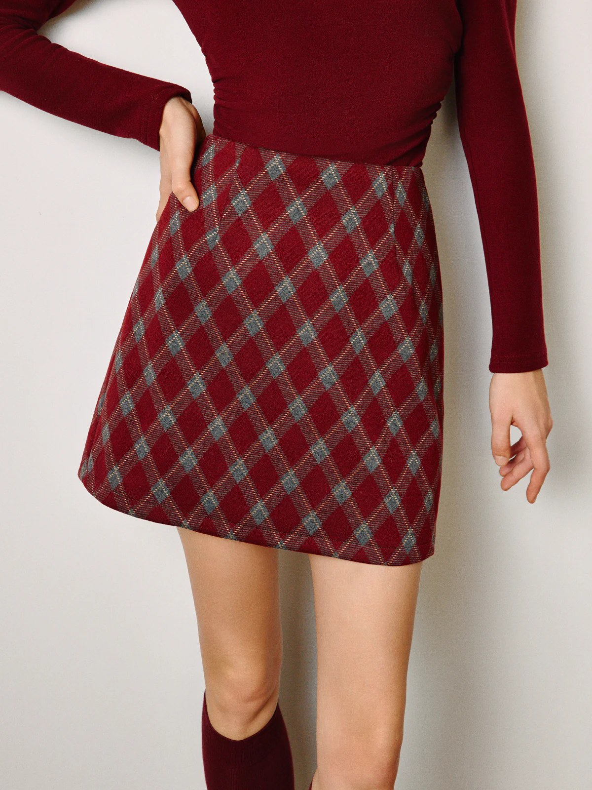 Mid-Waist Tweed Zipper Skirt - Takermore