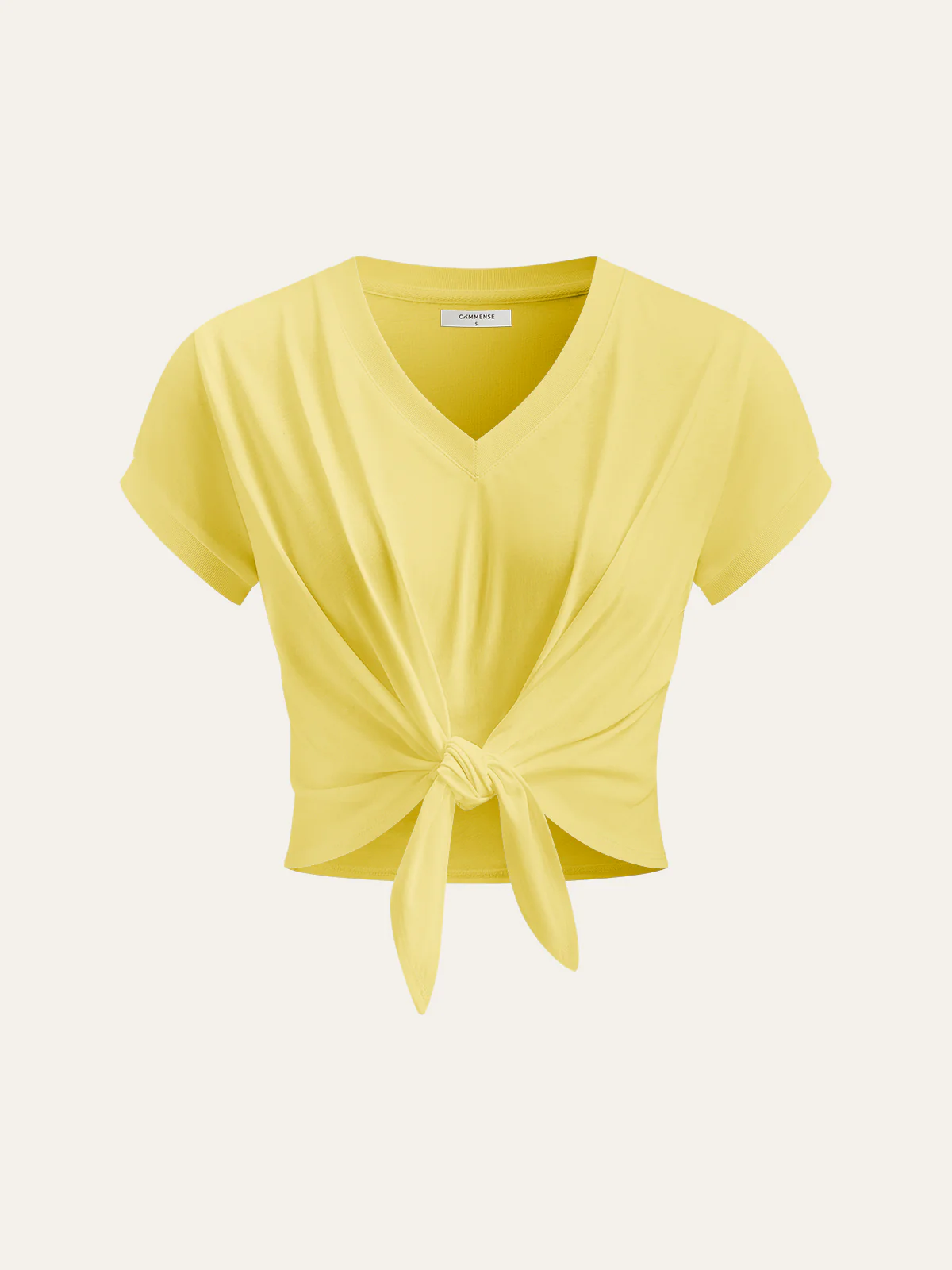 Knot Front V-Neck T-Shirt - Takermore