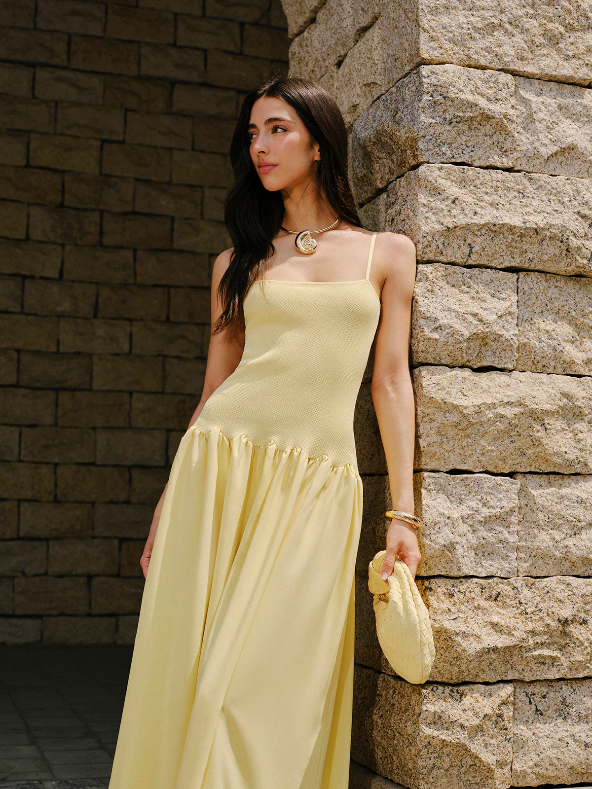 Pleated Hem Cami Sweater Dress - Takermore