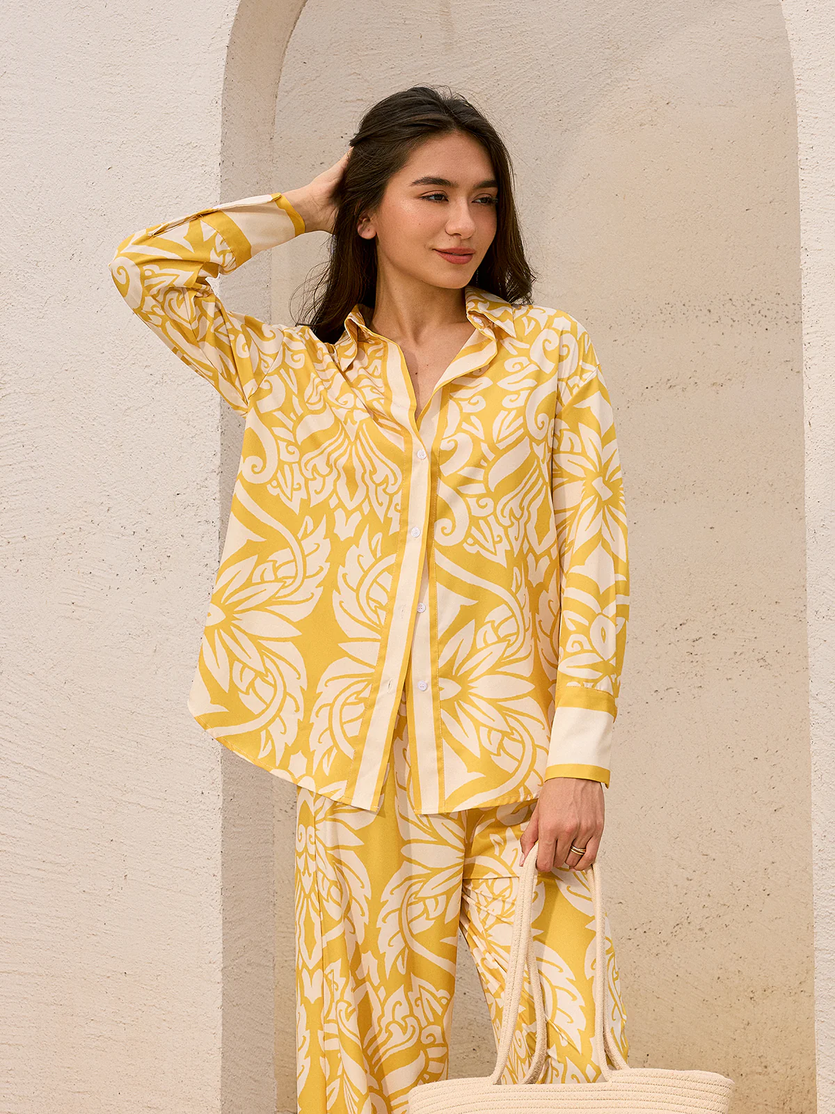 Oversized Patterned Shirt - Takermore