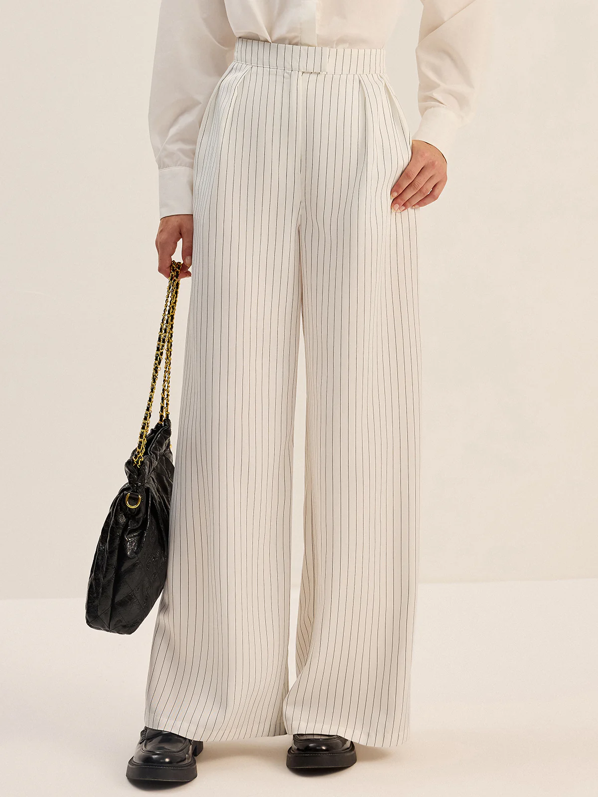 Pinstripe Wide-Leg Pants - Takermore