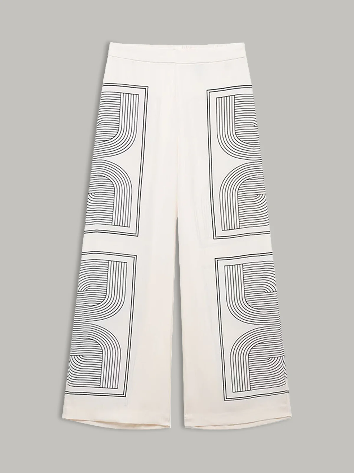 Mid-Waist Geometric Print Wide-Leg Pants - Takermore