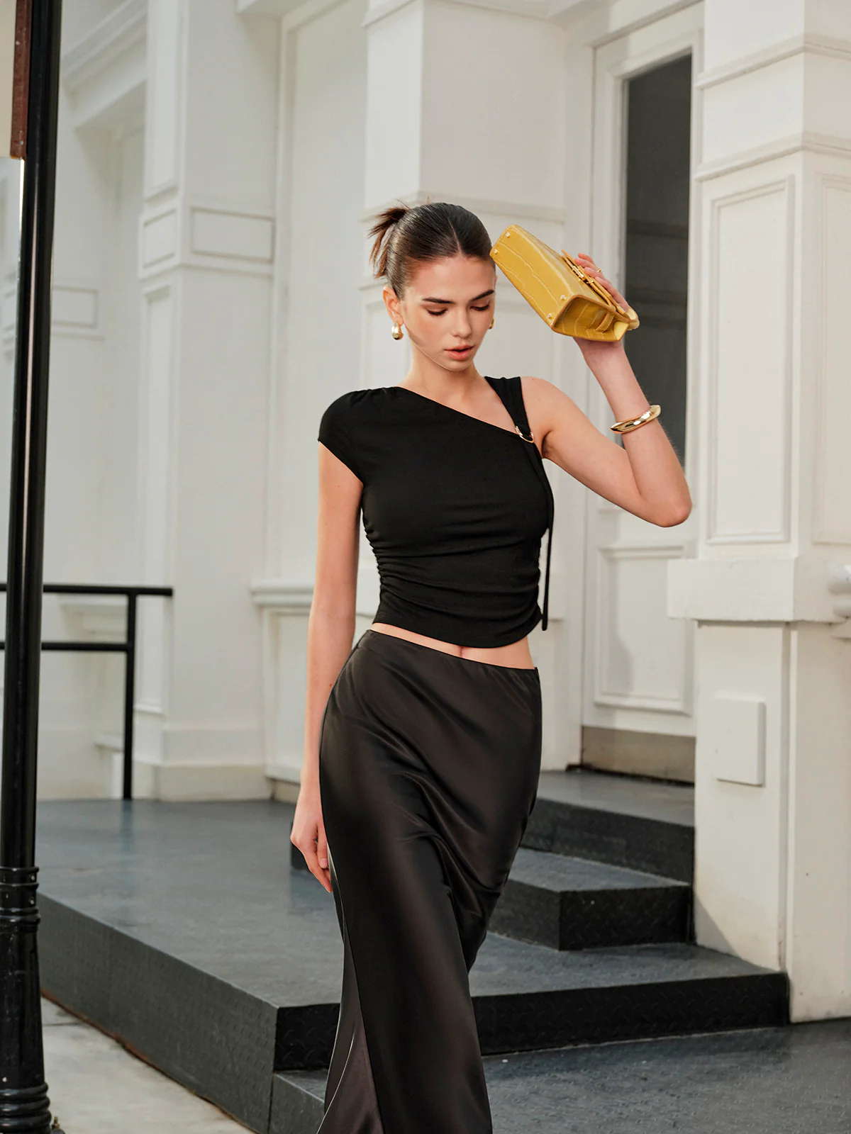 Asymmetrical Neck Crop Top - Takermore