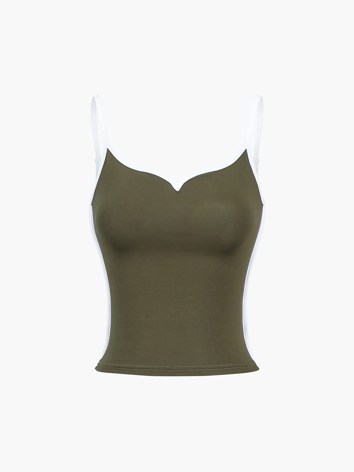 Contrast Trim Sweetheart Ribbed Crop Cami Top - Takermore